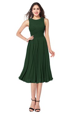 ColsBM Wynter Hunter Green Traditional A-line Jewel Sleeveless Tea Length Pleated Plus Size Bridesmaid Dresses