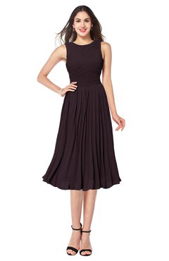 ColsBM Wynter Italian Plum Traditional A-line Jewel Sleeveless Tea Length Pleated Plus Size Bridesmaid Dresses