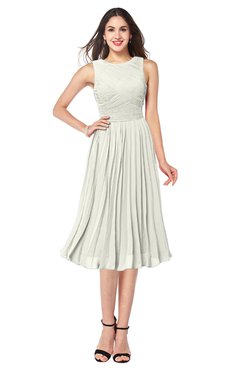 ColsBM Wynter Ivory Traditional A-line Jewel Sleeveless Tea Length Pleated Plus Size Bridesmaid Dresses