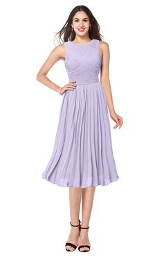 ColsBM Wynter Pastel Lilac Traditional A-line Jewel Sleeveless Tea Length Pleated Plus Size Bridesmaid Dresses