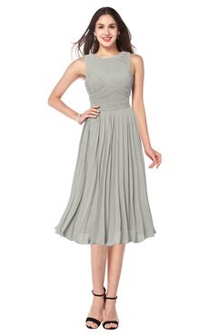 ColsBM Wynter Platinum Traditional A-line Jewel Sleeveless Tea Length Pleated Plus Size Bridesmaid Dresses