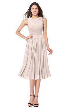 ColsBM Wynter Silver Peony Traditional A-line Jewel Sleeveless Tea Length Pleated Plus Size Bridesmaid Dresses
