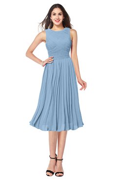 ColsBM Wynter Sky Blue Traditional A-line Jewel Sleeveless Tea Length Pleated Plus Size Bridesmaid Dresses