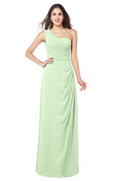 ColsBM Kimberly Pale Green Vintage One Shoulder Sleeveless Half Backless Draped Plus Size Bridesmaid Dresses