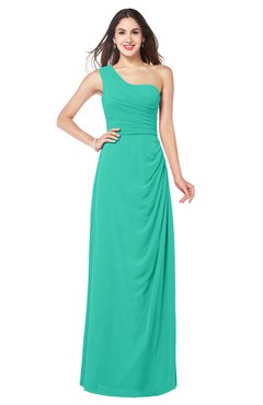 ColsBM Kimberly Viridian Green Vintage One Shoulder Sleeveless Half Backless Draped Plus Size Bridesmaid Dresses
