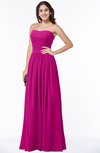 ColsBM Janelle Hot Pink Modern Zip up Chiffon Floor Length Pleated Plus Size Bridesmaid Dresses