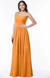 ColsBM Janelle Orange Modern Zip up Chiffon Floor Length Pleated Plus Size Bridesmaid Dresses