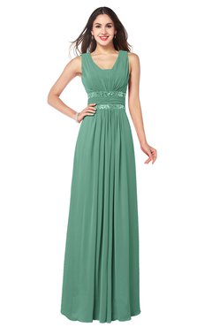 ColsBM Kelly Beryl Green Glamorous A-line Zip up Chiffon Sash Plus Size Bridesmaid Dresses