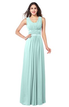 ColsBM Kelly Blue Glass Glamorous A-line Zip up Chiffon Sash Plus Size Bridesmaid Dresses