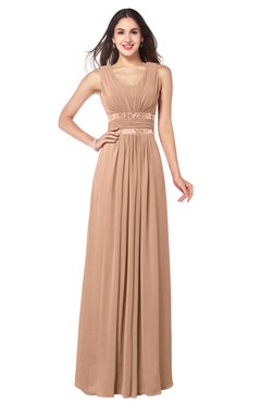 ColsBM Kelly Burnt Orange Glamorous A-line Zip up Chiffon Sash Plus Size Bridesmaid Dresses