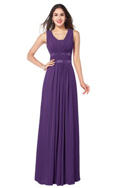 ColsBM Kelly Dark Purple Glamorous A-line Zip up Chiffon Sash Plus Size Bridesmaid Dresses