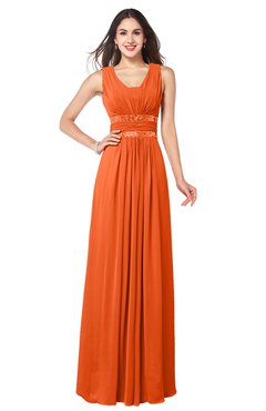 ColsBM Kelly Tangerine Glamorous A-line Zip up Chiffon Sash Plus Size Bridesmaid Dresses