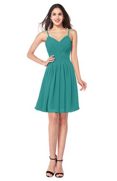 ColsBM Scarlet Emerald Green Simple Spaghetti Sleeveless Half Backless Ribbon Plus Size Bridesmaid Dresses