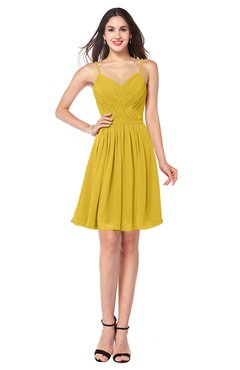 ColsBM Scarlet Lemon Curry Simple Spaghetti Sleeveless Half Backless Ribbon Plus Size Bridesmaid Dresses