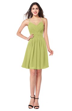 ColsBM Scarlet Linden Green Simple Spaghetti Sleeveless Half Backless Ribbon Plus Size Bridesmaid Dresses