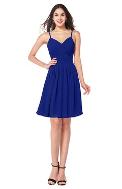 ColsBM Scarlet Nautical Blue Simple Spaghetti Sleeveless Half Backless Ribbon Plus Size Bridesmaid Dresses