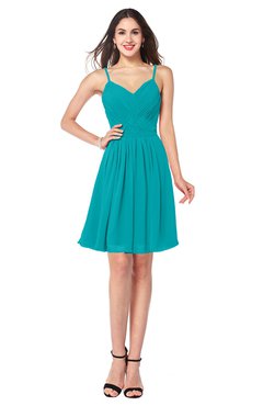ColsBM Scarlet Peacock Blue Simple Spaghetti Sleeveless Half Backless Ribbon Plus Size Bridesmaid Dresses