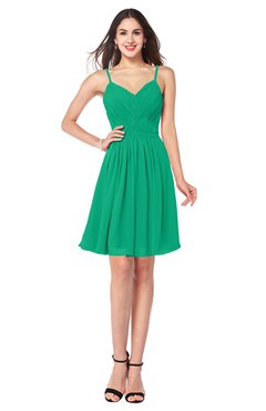 ColsBM Scarlet Pepper Green Simple Spaghetti Sleeveless Half Backless Ribbon Plus Size Bridesmaid Dresses