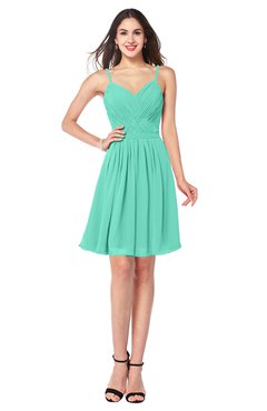 ColsBM Scarlet Seafoam Green Simple Spaghetti Sleeveless Half Backless Ribbon Plus Size Bridesmaid Dresses