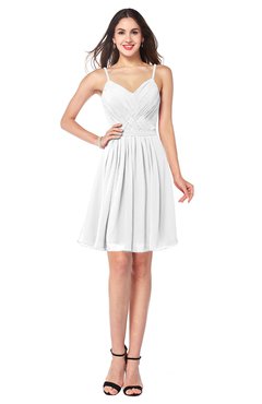 ColsBM Scarlet White Simple Spaghetti Sleeveless Half Backless Ribbon Plus Size Bridesmaid Dresses
