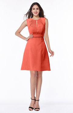 ColsBM Selena Living Coral Classic A-line Jewel Sleeveless Sash Plus Size Bridesmaid Dresses
