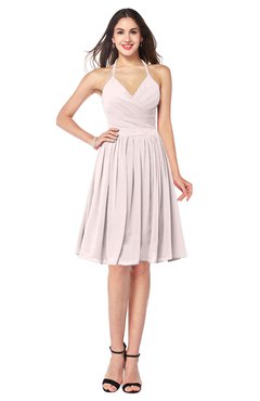 ColsBM Maleah Angel Wing Modern A-line Halter Half Backless Knee Length Ruching Plus Size Bridesmaid Dresses