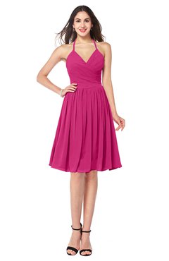 ColsBM Maleah Cabaret Modern A-line Halter Half Backless Knee Length Ruching Plus Size Bridesmaid Dresses