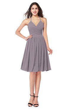 ColsBM Maleah Cameo Modern A-line Halter Half Backless Knee Length Ruching Plus Size Bridesmaid Dresses