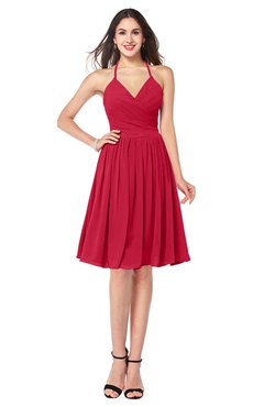 ColsBM Maleah Lollipop Modern A-line Halter Half Backless Knee Length Ruching Plus Size Bridesmaid Dresses