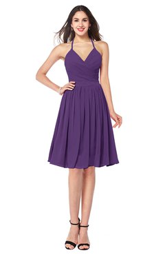 ColsBM Maleah Pansy Modern A-line Halter Half Backless Knee Length Ruching Plus Size Bridesmaid Dresses