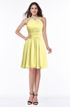 ColsBM Brynn Pastel Yellow Simple A-line Jewel Half Backless Beaded Bridesmaid Dresses