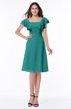 ColsBM Emely Emerald Green Simple A-line Portrait Knee Length Ribbon Plus Size Bridesmaid Dresses