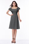 ColsBM Emely Grey Simple A-line Portrait Knee Length Ribbon Plus Size Bridesmaid Dresses