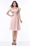 ColsBM Emely Pastel Pink Simple A-line Portrait Knee Length Ribbon Plus Size Bridesmaid Dresses