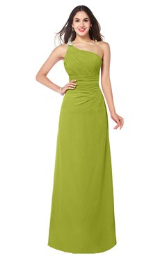 ColsBM Kamila Green Oasis Traditional Asymmetric Neckline Sleeveless Half Backless Chiffon Floor Length Plus Size Bridesmaid Dresses
