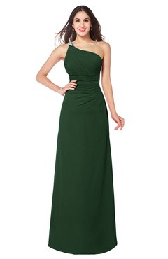 ColsBM Kamila Hunter Green Traditional Asymmetric Neckline Sleeveless Half Backless Chiffon Floor Length Plus Size Bridesmaid Dresses