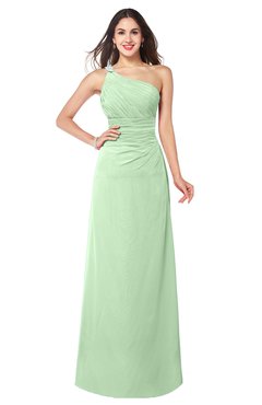 ColsBM Kamila Light Green Traditional Asymmetric Neckline Sleeveless Half Backless Chiffon Floor Length Plus Size Bridesmaid Dresses