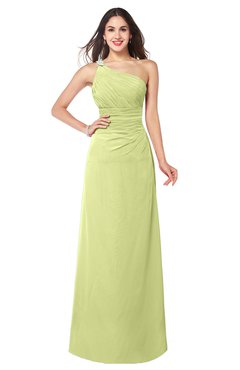 ColsBM Kamila Lime Green Traditional Asymmetric Neckline Sleeveless Half Backless Chiffon Floor Length Plus Size Bridesmaid Dresses