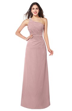 ColsBM Kamila Silver Pink Traditional Asymmetric Neckline Sleeveless Half Backless Chiffon Floor Length Plus Size Bridesmaid Dresses