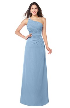 ColsBM Kamila Sky Blue Traditional Asymmetric Neckline Sleeveless Half Backless Chiffon Floor Length Plus Size Bridesmaid Dresses