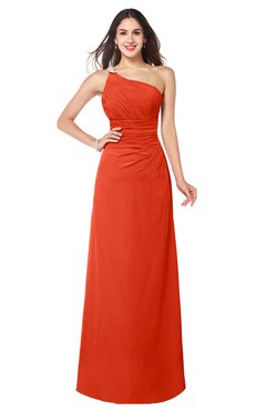 ColsBM Kamila Tangerine Tango Traditional Asymmetric Neckline Sleeveless Half Backless Chiffon Floor Length Plus Size Bridesmaid Dresses