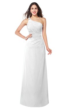 ColsBM Kamila White Traditional Asymmetric Neckline Sleeveless Half Backless Chiffon Floor Length Plus Size Bridesmaid Dresses