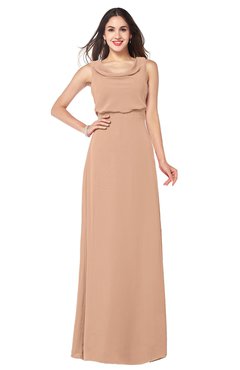 ColsBM Willow Almost Apricot Classic A-line Jewel Sleeveless Zipper Draped Plus Size Bridesmaid Dresses