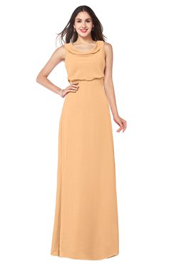 ColsBM Willow Apricot Classic A-line Jewel Sleeveless Zipper Draped Plus Size Bridesmaid Dresses