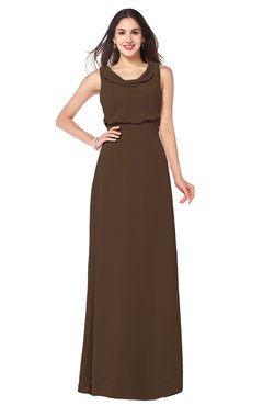 ColsBM Willow Chocolate Brown Classic A-line Jewel Sleeveless Zipper Draped Plus Size Bridesmaid Dresses