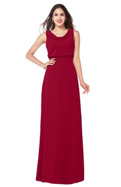 ColsBM Willow Dark Red Classic A-line Jewel Sleeveless Zipper Draped Plus Size Bridesmaid Dresses