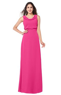 ColsBM Willow Fandango Pink Classic A-line Jewel Sleeveless Zipper Draped Plus Size Bridesmaid Dresses
