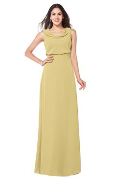 ColsBM Willow Gold Classic A-line Jewel Sleeveless Zipper Draped Plus Size Bridesmaid Dresses