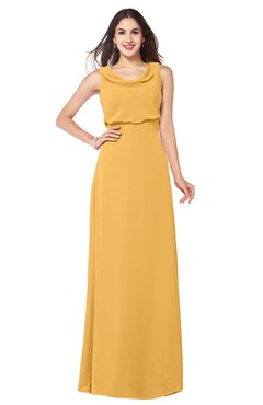 ColsBM Willow Golden Cream Classic A-line Jewel Sleeveless Zipper Draped Plus Size Bridesmaid Dresses