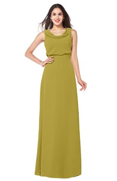 ColsBM Willow Golden Olive Classic A-line Jewel Sleeveless Zipper Draped Plus Size Bridesmaid Dresses